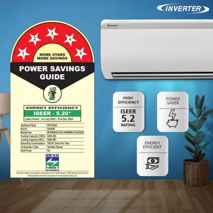 Daikin 2023 Model 1.5 Ton 5 Star Split Inverter AC with PM 2.5 Filter - White (RKM50UV16U/MTKM50UV16U/RKM50UV16V/MTKM50UV16V, Copper Condenser) Daikin 2023 Model 1.5 Ton 5 Star Split Inverter AC with PM 2.5 Filter - White (RKM50UV16U/MTKM50UV16U/RKM50UV16V/MTKM50UV16V, Copper Condenser)
